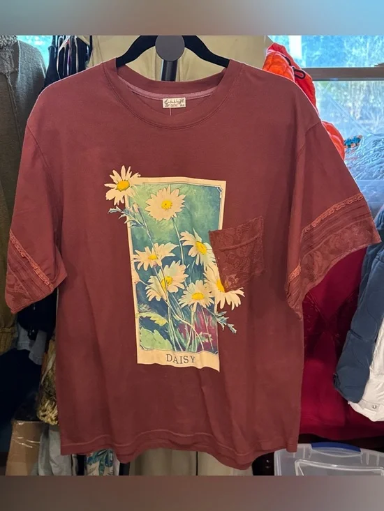 NWT Free People FP Intimately Full Bloom Lounge Tee - Brandy Brown Combo - small - Picture 6 of 9